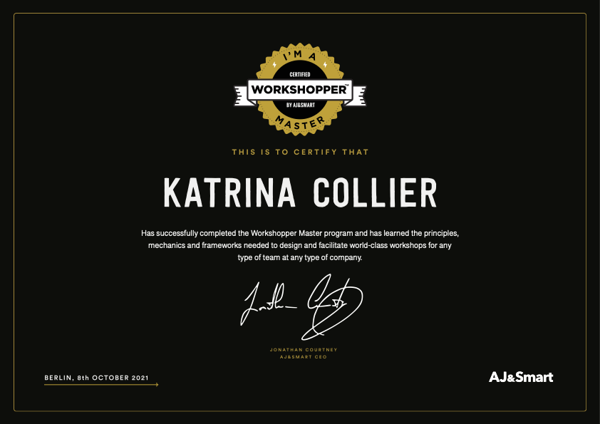 Workshopper Master Certificate - Katrina Collier