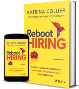 Image of the book Reboot Hiring with its bright yellow cover