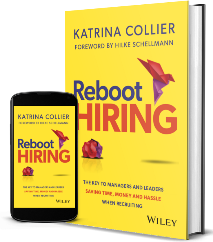 Image of the book Reboot Hiring with its bright yellow cover